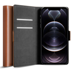 Olixar Genuine Leather iPhone 12 Pro Wallet Case - Brown