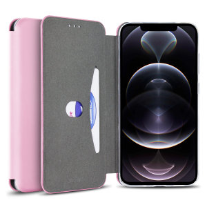 Olixar Soft Silicone iPhone 12 Pro Wallet Case - Pastel Pink