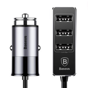 Baseus Enjoy Together Quad USB 5.5A Port Car Extension Charger- Black