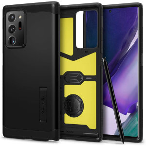 The Spigen Tough Armor in Black is the new leader in lightweight protective cases. The new Air Cushion Technology corners reduce the thickness of the case while providing optimal protection for your Samsung Galaxy Note 20 Ultra 4G/5G.