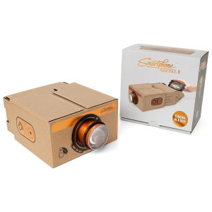 Project your smartphone videos and photos onto the big screen with the 8x magnifying, portable copper universal smartphone projector 2.0. Lightweight and compact the projector can be taken anywhere and stored conveniently when not in use.