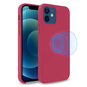 Custom moulded for the iPhone 12, this stunning, Wine Red Soft Silicone Case from Olixar contains a magnetic ring to allow for MagSafe accessories and chargers to snap on the back, as well as excellent protection against lifes little accidents.