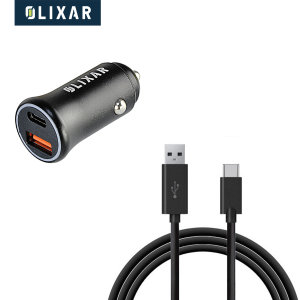 Olixar 36W PD Fast Car Charger With 1m USB-C Charging Cable - black