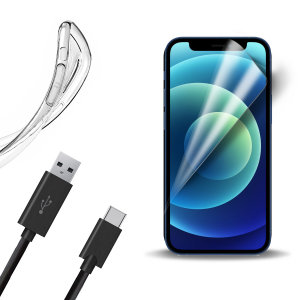 Olixar Essential iPhone 12 Case, Screen Protector & Cable Pack