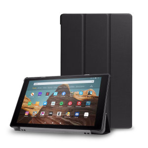Olixar Leather-style Amazon Fire HD 8 Plus 2020 Folio Stand Case Black