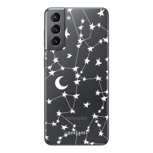 LoveCases White Stars and Moon Gel Case - For Samsung Galaxy S21