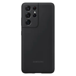 Official Samsung Black Silicone Cover Case - For Samsung Galaxy S21 Ultra