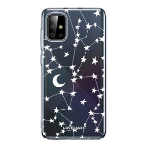 LoveCases Samsung Galaxy A72 Gel Case - White Stars And Moons