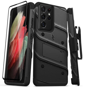 Zizo Bolt Black Tough Case And Screen Protector - For Samsung Galaxy S21 Ultra
