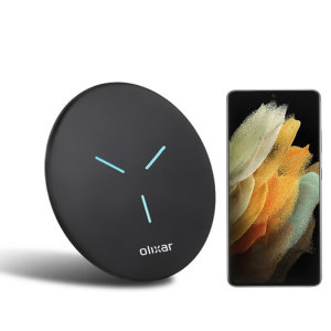 Olixar Black 15W Fast Wireless Charger Pad - For Samsung Galaxy S21 Ultra