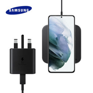 Official Samsung Black Wireless Charging Pad 2 & UK Plug - For Samsung Galaxy S21 Pus