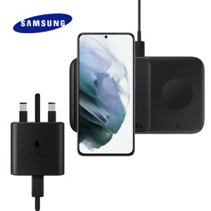 Official Samsung Black Duo 2 9W Charging Pad & UK Plug - For Samsung Galaxy S21 Plus