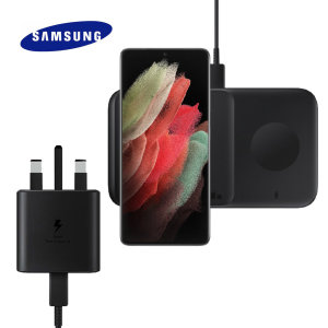 Official Samsung Black Duo 2 9W Charging Pad & UK Plug - For Samsung Galaxy S21 Ultra