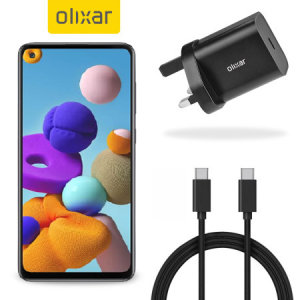 Olixar Samsung Galaxy A21 18W USB-C PD Fast Charger & 1.5m USB-C Cable