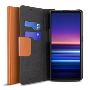 Olixar Leather-Style Sony Xperia 10 III Wallet Stand Case - Brown