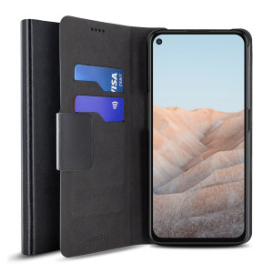 Olixar Leather-Style Google Pixel 5a Wallet Stand Case - Black