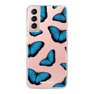 LoveCases Gel Blue Butterfly Case - For Samsung Galaxy S21 FE