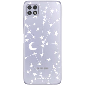 LoveCases Samsung Galaxy A22 4G Gel Case - White Stars & Moons
