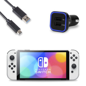Olixar Nintendo Switch OLED Fast Charging Car Charger & USB-C Cable