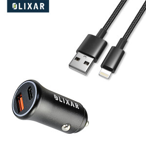 Olixar 38W In-Car Dual USB Port Fast Car Charger & Lightning Cable