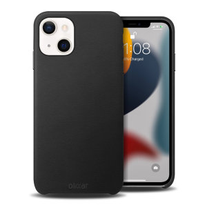 Olixar Genuine Leather Slim Black Case - For iPhone 13