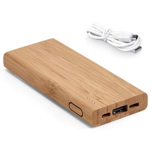 Ksix Bamboo Eco-Friendly 5000 mAh Power Bank - Brown