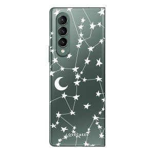 LoveCases Samsung Galaxy Z Fold 3 Gel Case - White Stars And Moons