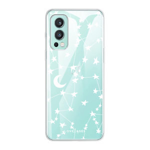 LoveCases OnePlus Nord 2 5G Gel Case - White Stars & Moon