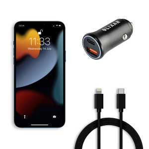 Olixar iPhone 13 Pro Max Dual 36W Car Charger & 1.5m Lightning Cable