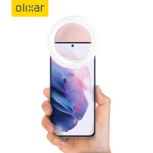 Olixar Samsung Galaxy S22 Plus Clip-On Selfie Ring LED Light - Pink