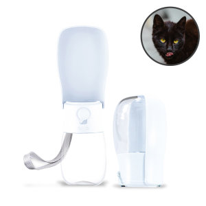 Olixar Portable Water Bottle & Feeder for Cats - White 280ml