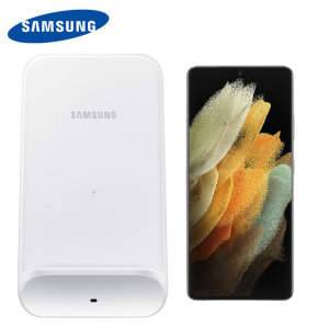 Official Samsung White 9W Wireless Charging Stand EU Mains - For Samsung Galaxy S21 Ultra