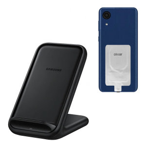 Official Samsung Black Wireless Charging Stand & Wireless Adapter - For Samsung Galaxy A03 Core