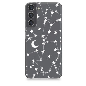 LoveCases Gel White Stars And Moons Case - For Samsung Galaxy S22 Plus