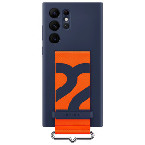 Official Samsung Silicone Cover With Strap Navy Case - For Samsung Galaxy S22 Ultra