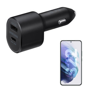 Official Samsung 60W Dual Port PD USB-C Fast Car Charger & Cable - For Samsung Galaxy S22