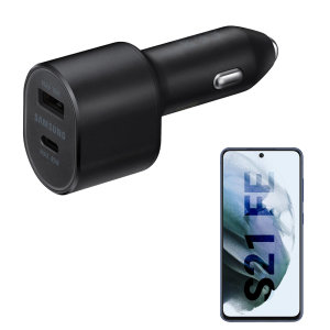 Official Samsung Black 45W PD Dual Fast Car Charger - For Samsung Galaxy S21 FE