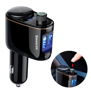 Baseus Bluetooth  Android and iPhone FM Transmitter Car Charger - Black