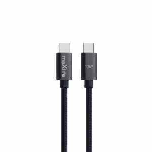 Maxlife 100W Black Braided USB-C To C Fast Charging Cable 1m - For Samsung Galaxy S22