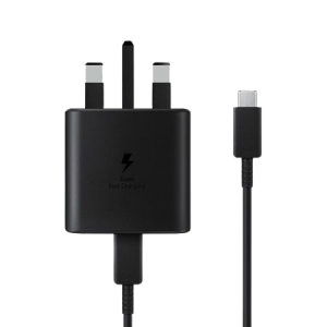 Official Samsung Black 45W Fast Wall Charger & 1m USB-C to C Cable - For Samsung Galaxy S21 FE
