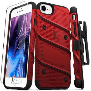 Zizo Bolt Series Red And Black Tough Case & Screen Protector - For iPhone SE 2022