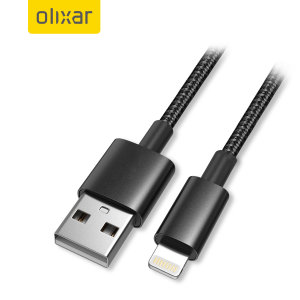 Olixar Braided 1.5m Black USB-A to Lightning Charge And Sync Cable - For iPhone SE 2022