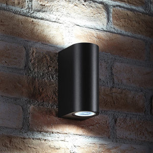 Auraglow Windsor 10W Black Outdoor Double Up And Down Wall Light - Black