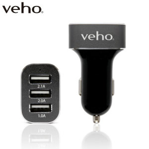 Veho Triple USB-A Fast PD Car Charger for Samsung Galaxy S22 - Black