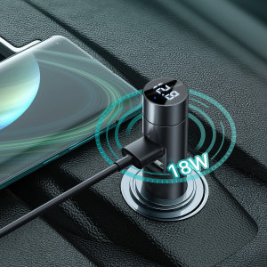 Baseus Bluetooth FM Transmitter & In-Car Phone Lightning Charger - Grey