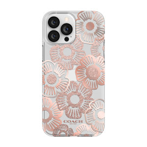 Coach Tea Rose Blush Design Clear Case - For iPhone 13 Pro Max