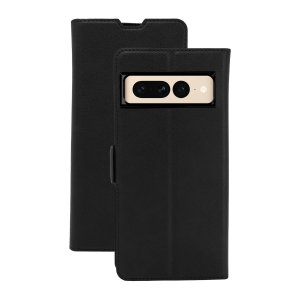 Olixar Genuine Leather Black Wallet Stand Case - For Google Pixel 7 Pro