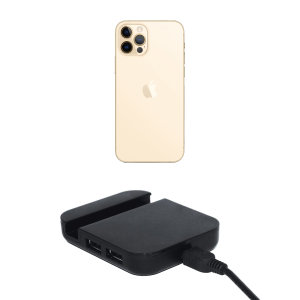 Aquarius 4-Port USB 2.0 Black Hub and Phone Stand - For iPhone 12