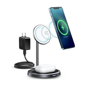 Choetech Duo MagSafe Compatible Qi 30W Grey Wireless Charging Stand - For iPhone 12 Pro Max