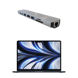 Olixar Slate Grey 8-Port USB Type-C Multi Function PD Charging Hub - For Macbook Air 2022 M2 Chip